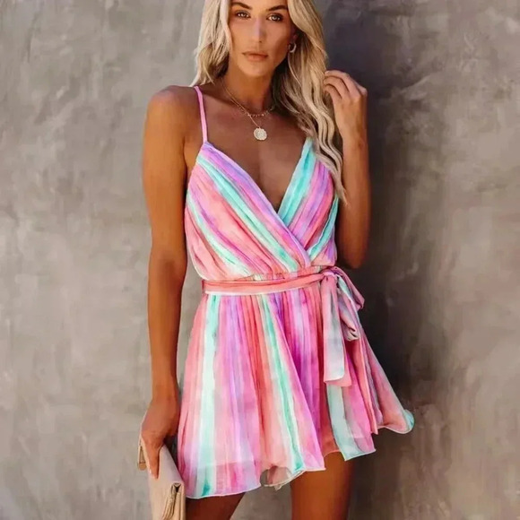 Santorini Romance Pink Multi Romper - Picture 2 of 10